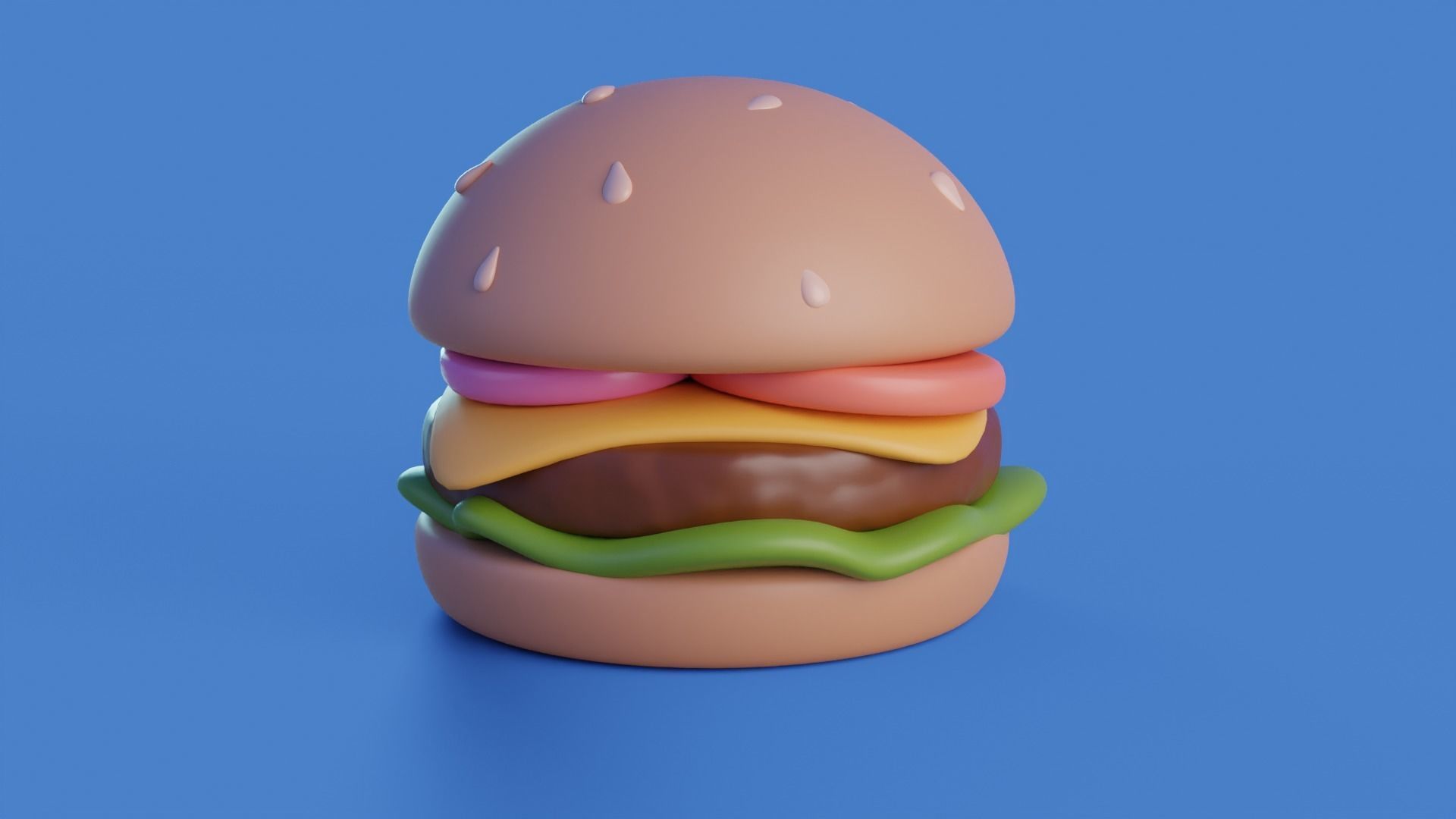 Cartoon Hamburger Low-poly 3D model_8