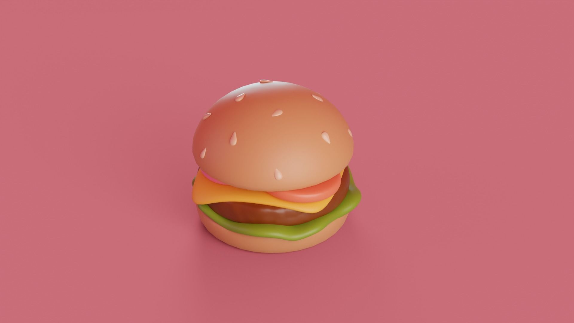Cartoon Hamburger Low-poly 3D model_3