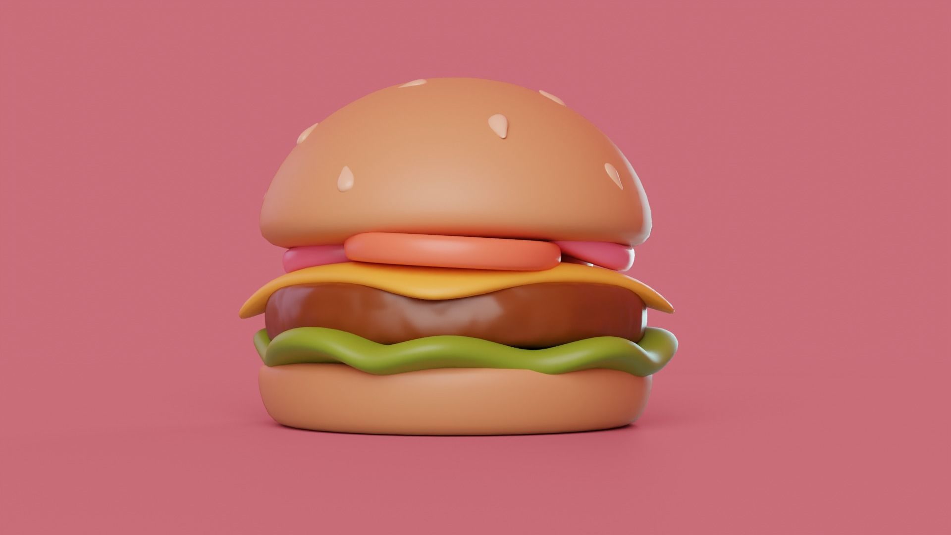 Cartoon Hamburger Low-poly 3D model_2