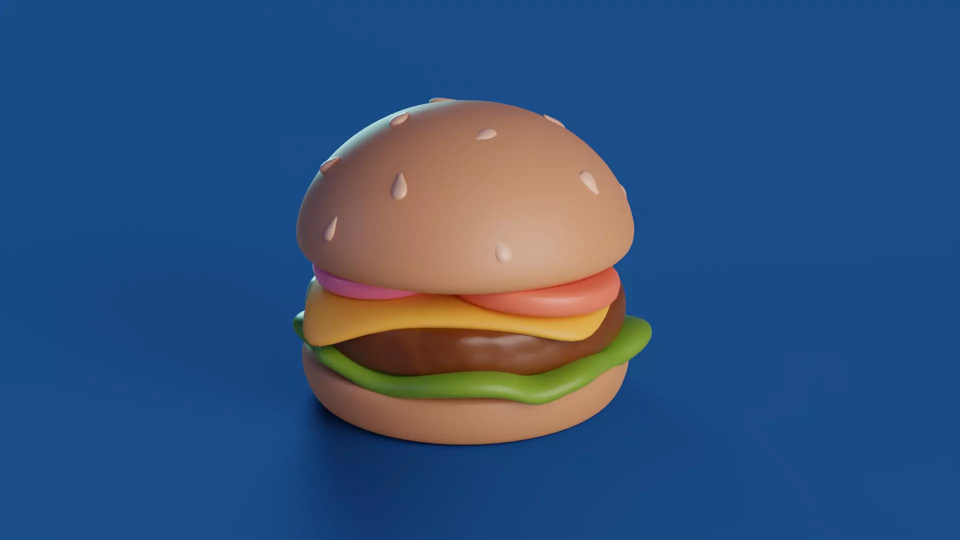 Cartoon Hamburger Low-poly 3D model_0