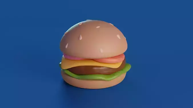 Cartoon Hamburger Low-poly 3D model