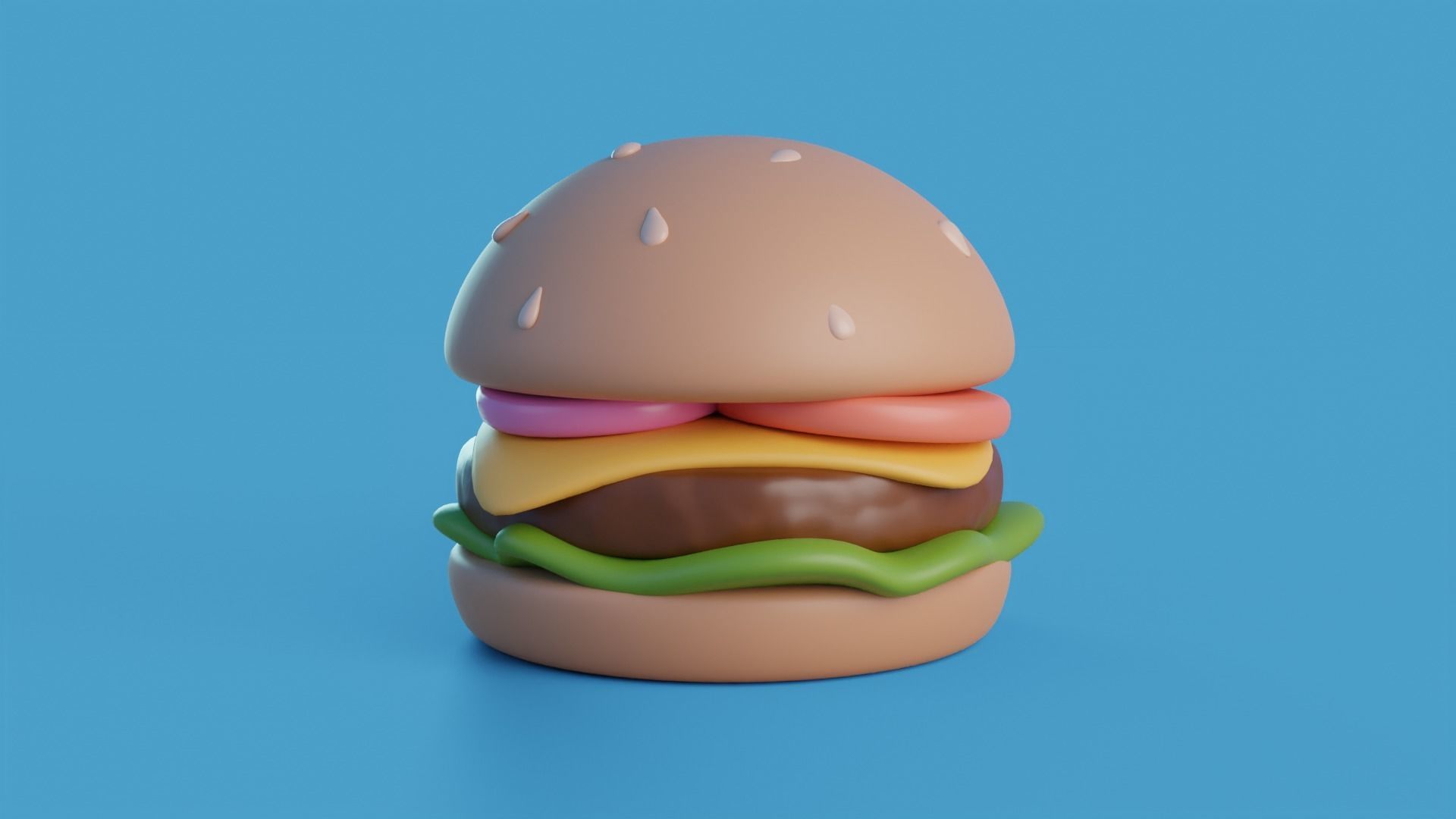 Cartoon Hamburger Low-poly 3D model_6
