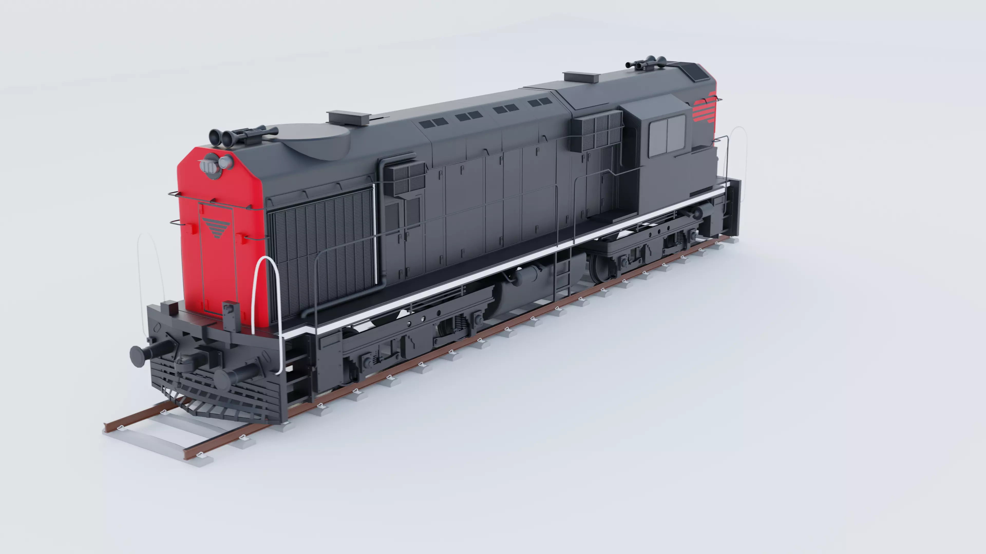 train model engine Low-poly 3D model_0