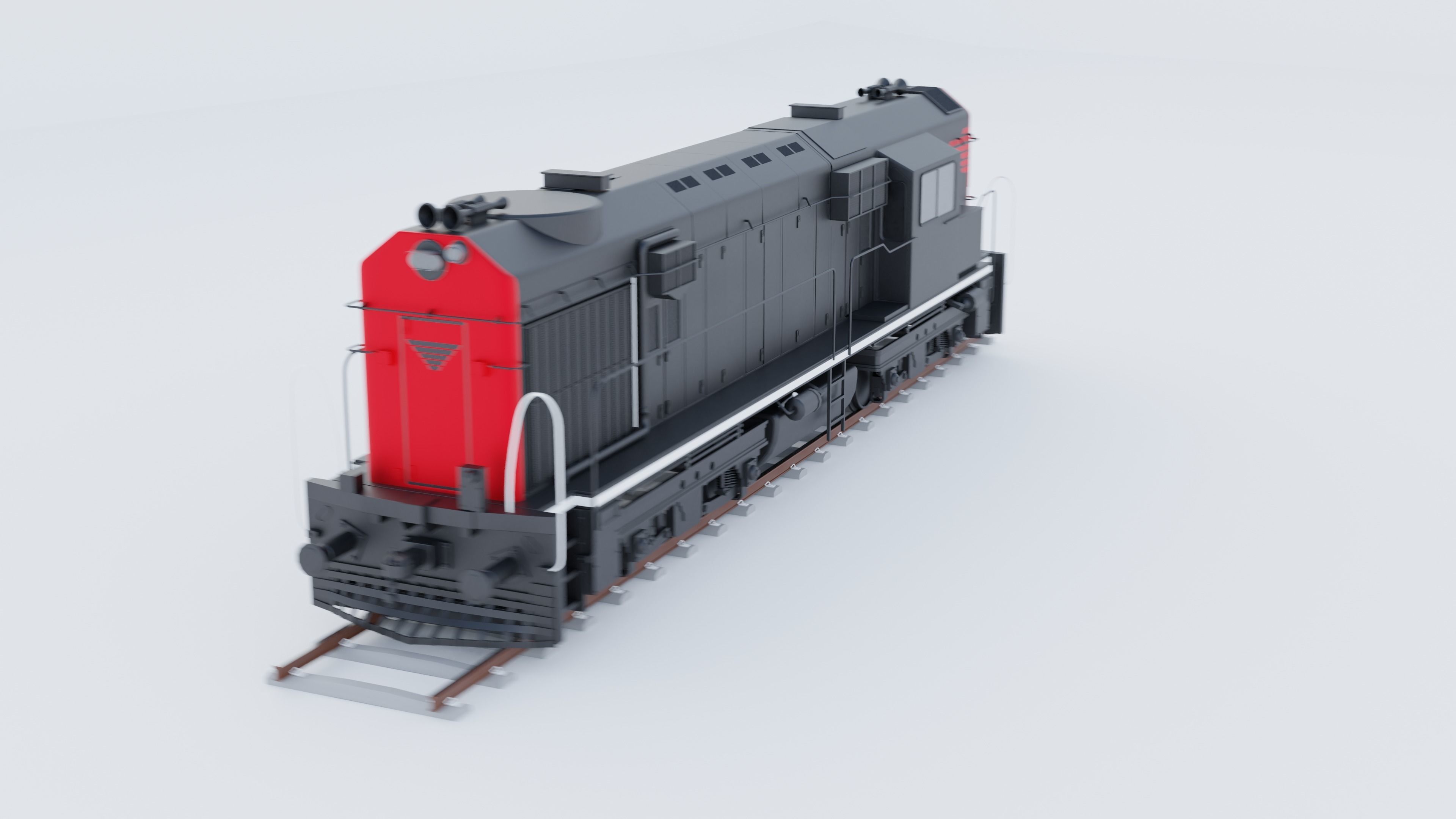 train model engine Low-poly 3D model_1