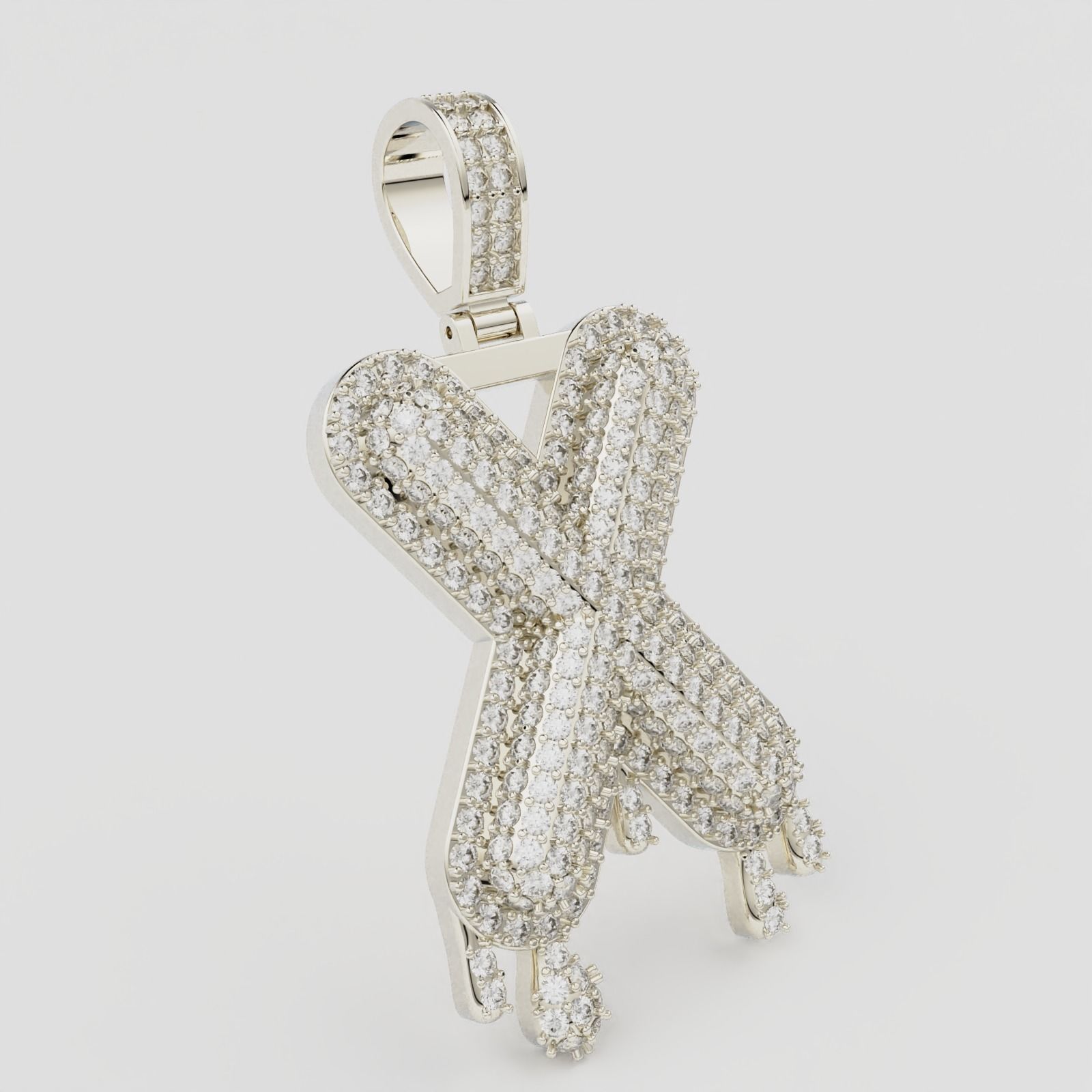 Bubble Letter X with Drip Pendant 3D print model_3