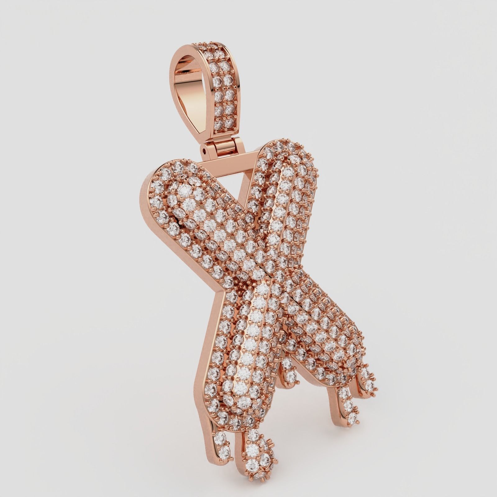 Bubble Letter X with Drip Pendant 3D print model_5