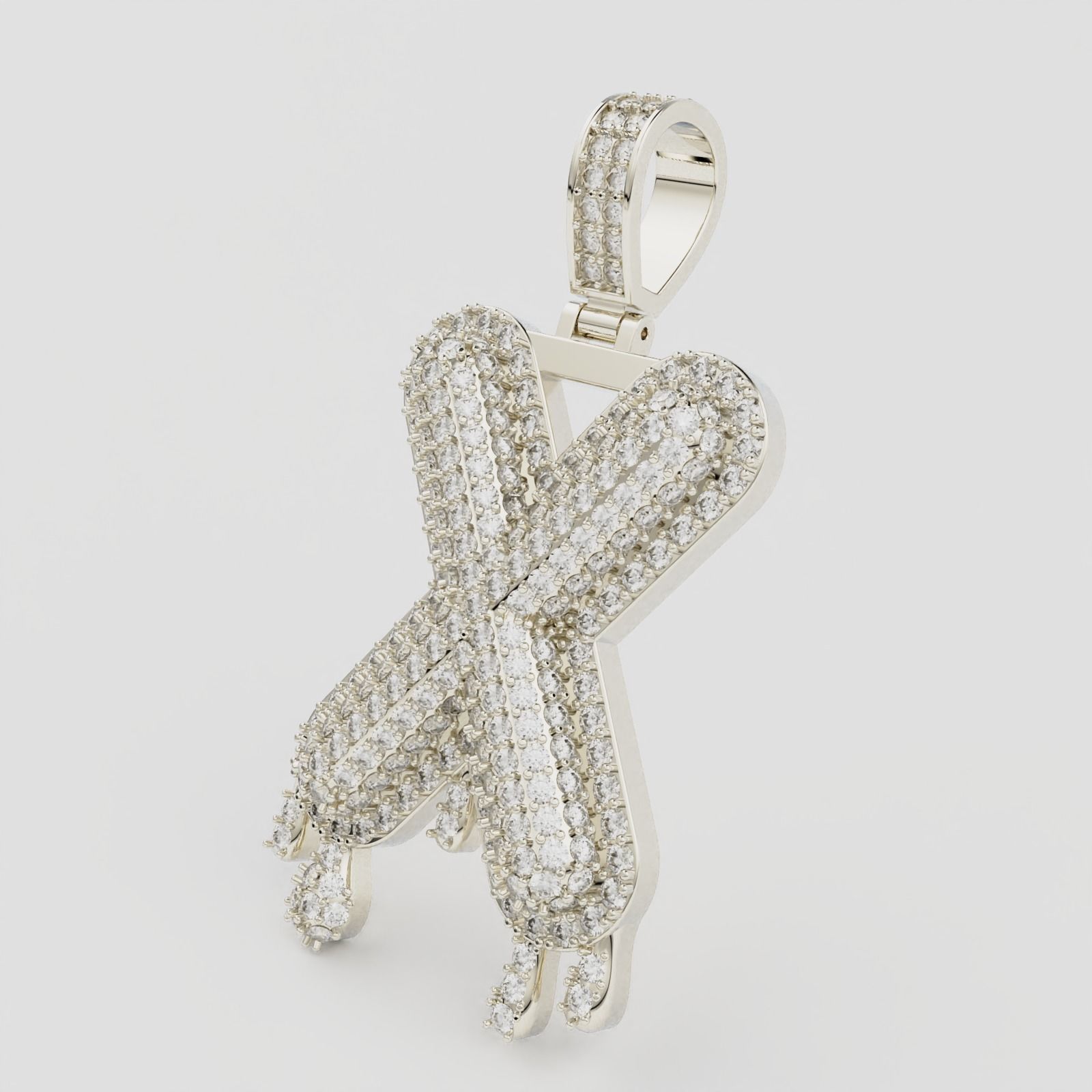 Bubble Letter X with Drip Pendant 3D print model_8