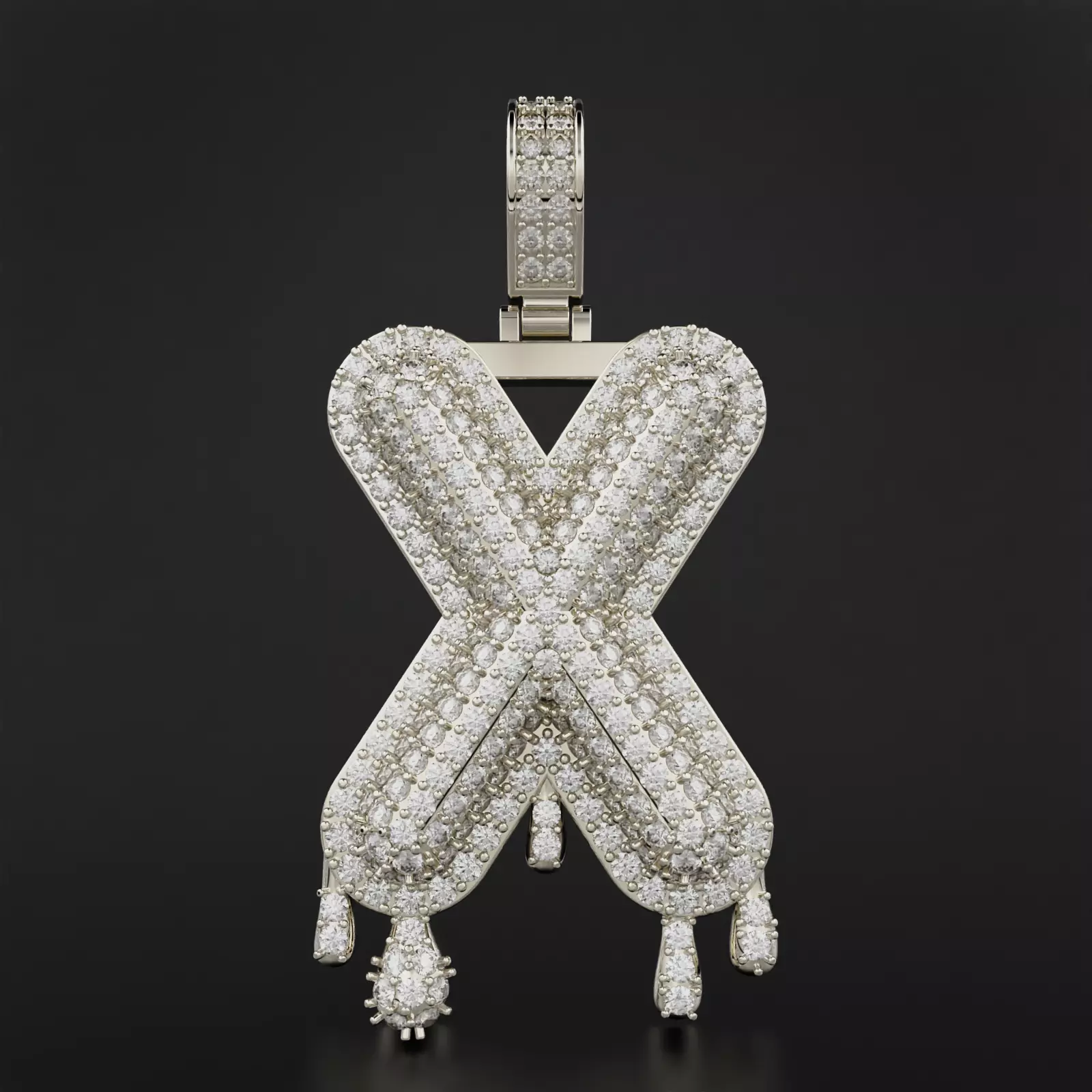 Bubble Letter X with Drip Pendant 3D print model_0