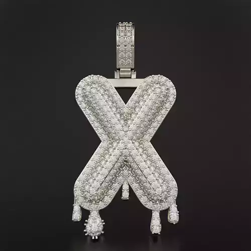 Bubble Letter X with Drip Pendant 3D print model