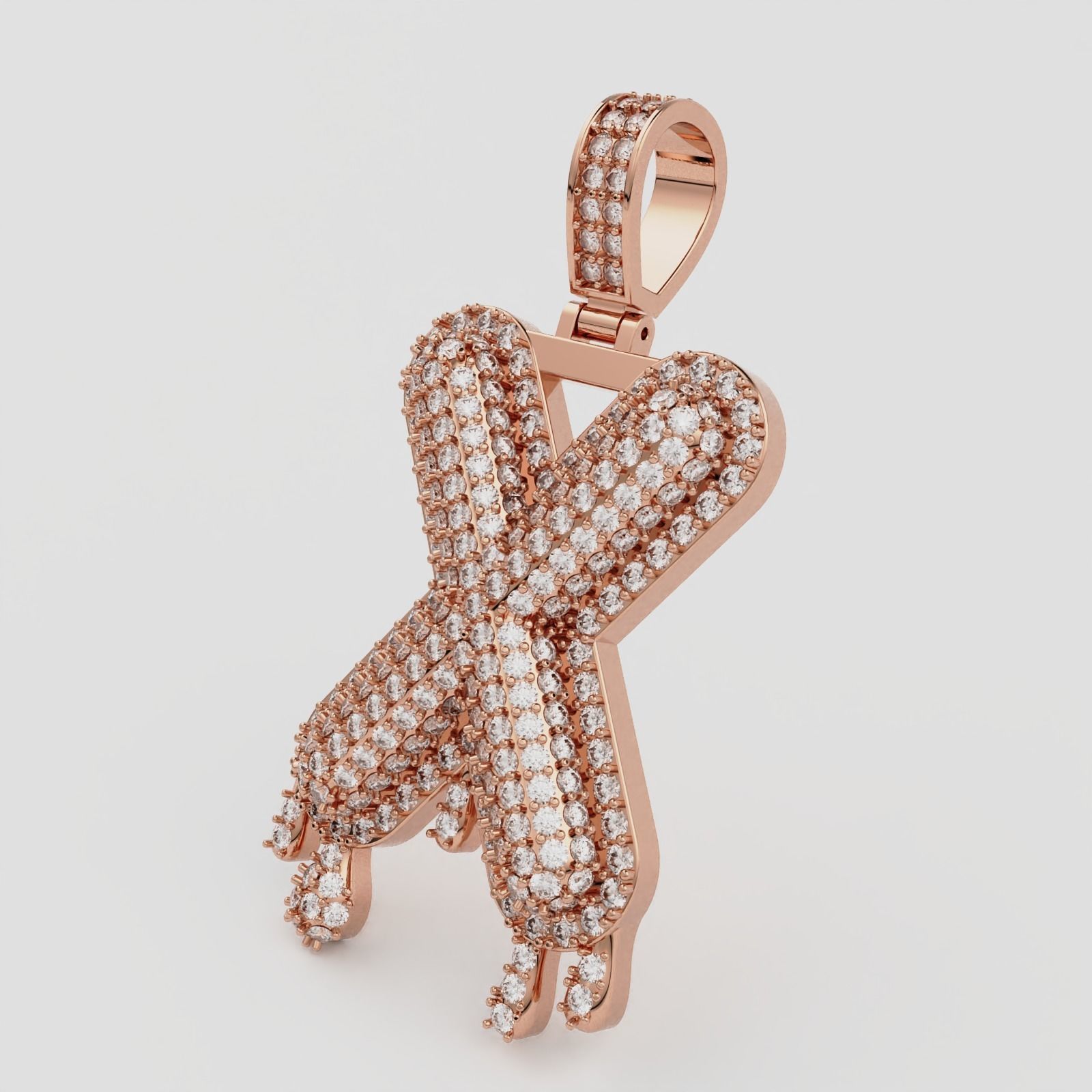 Bubble Letter X with Drip Pendant 3D print model_6