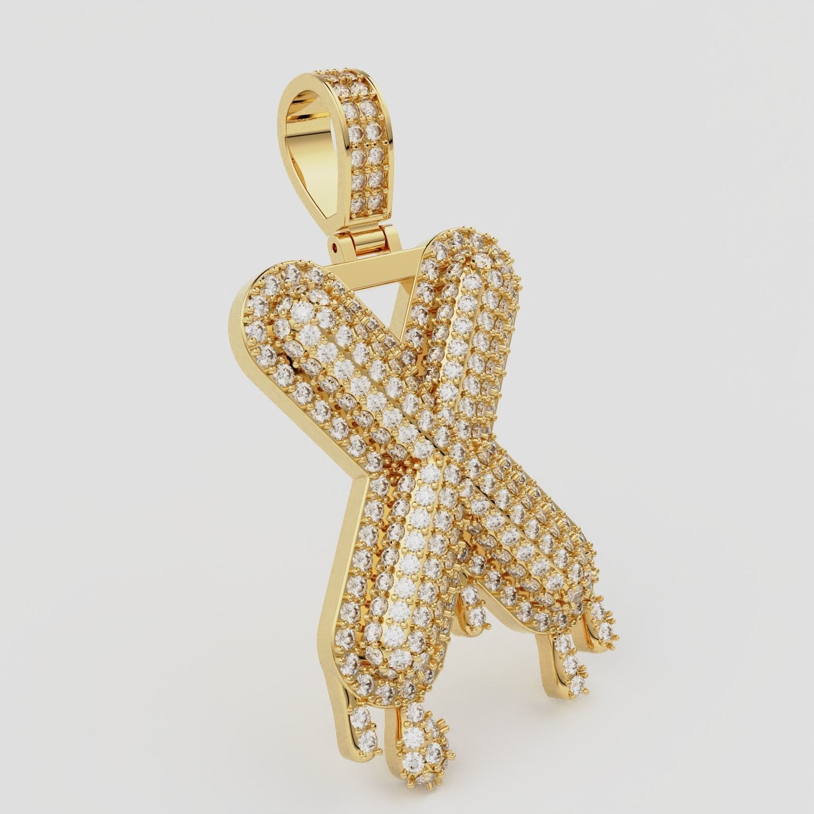 Bubble Letter X with Drip Pendant 3D print model_4