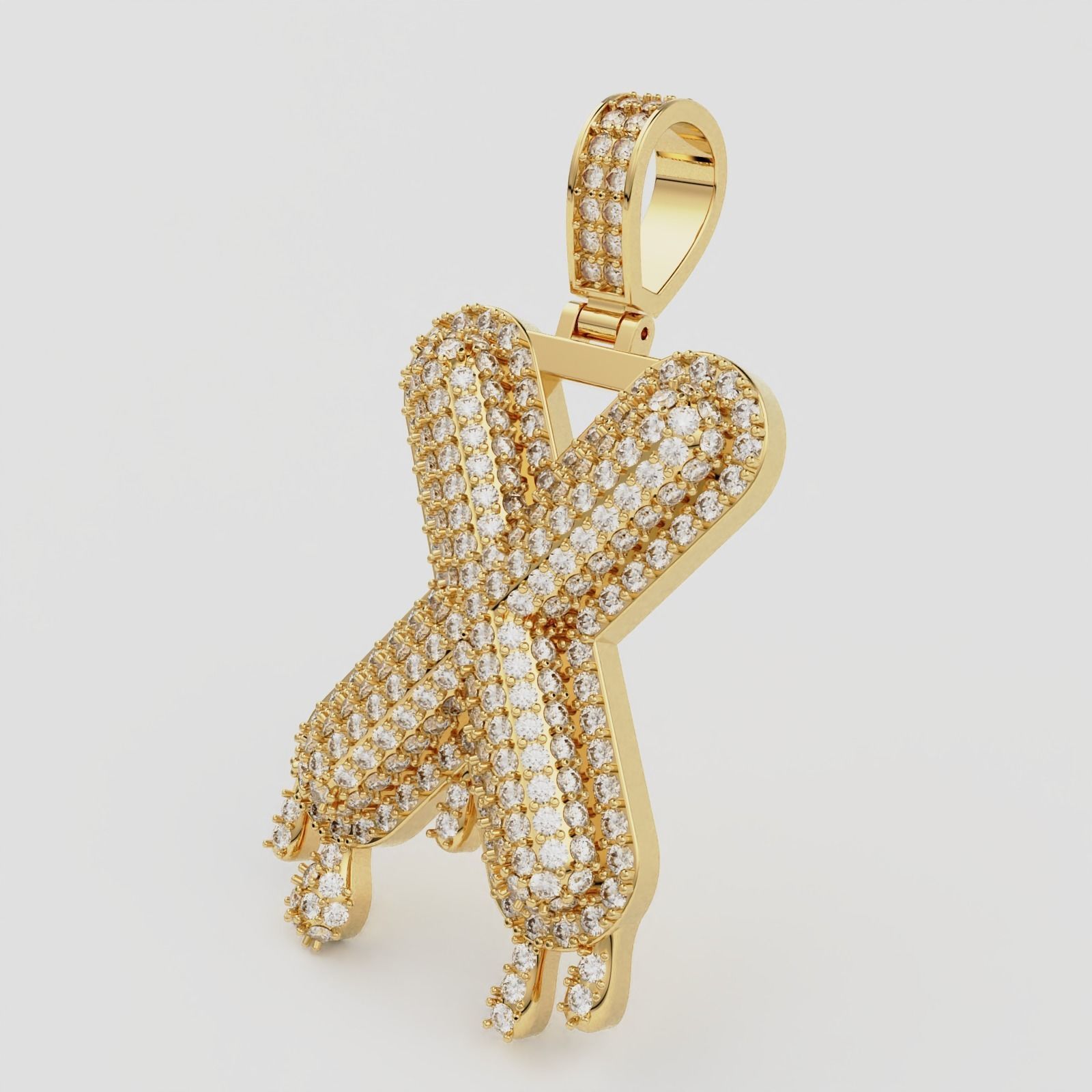 Bubble Letter X with Drip Pendant 3D print model_7