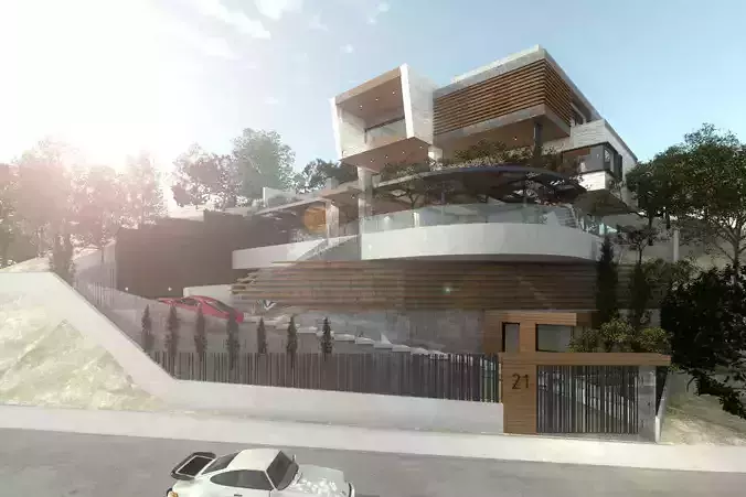 VAL18 modern house on side of hill