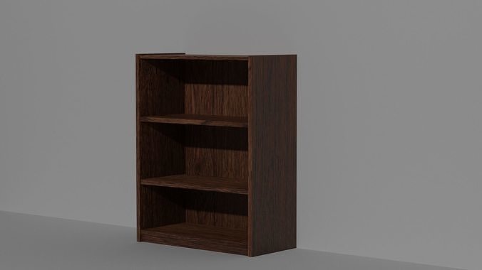 Short Walnut Bookshelf Low-poly 3D model