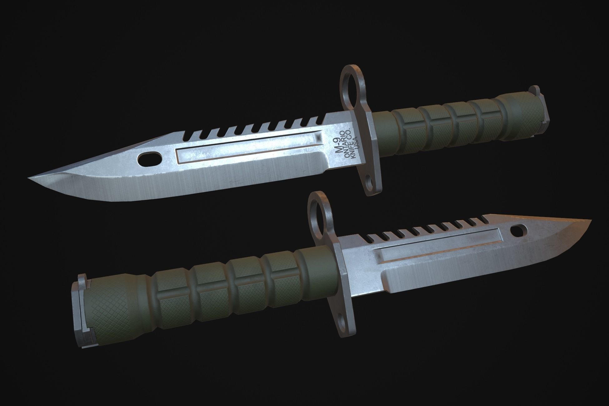 M9 Bayonet Low-poly 3D model_1