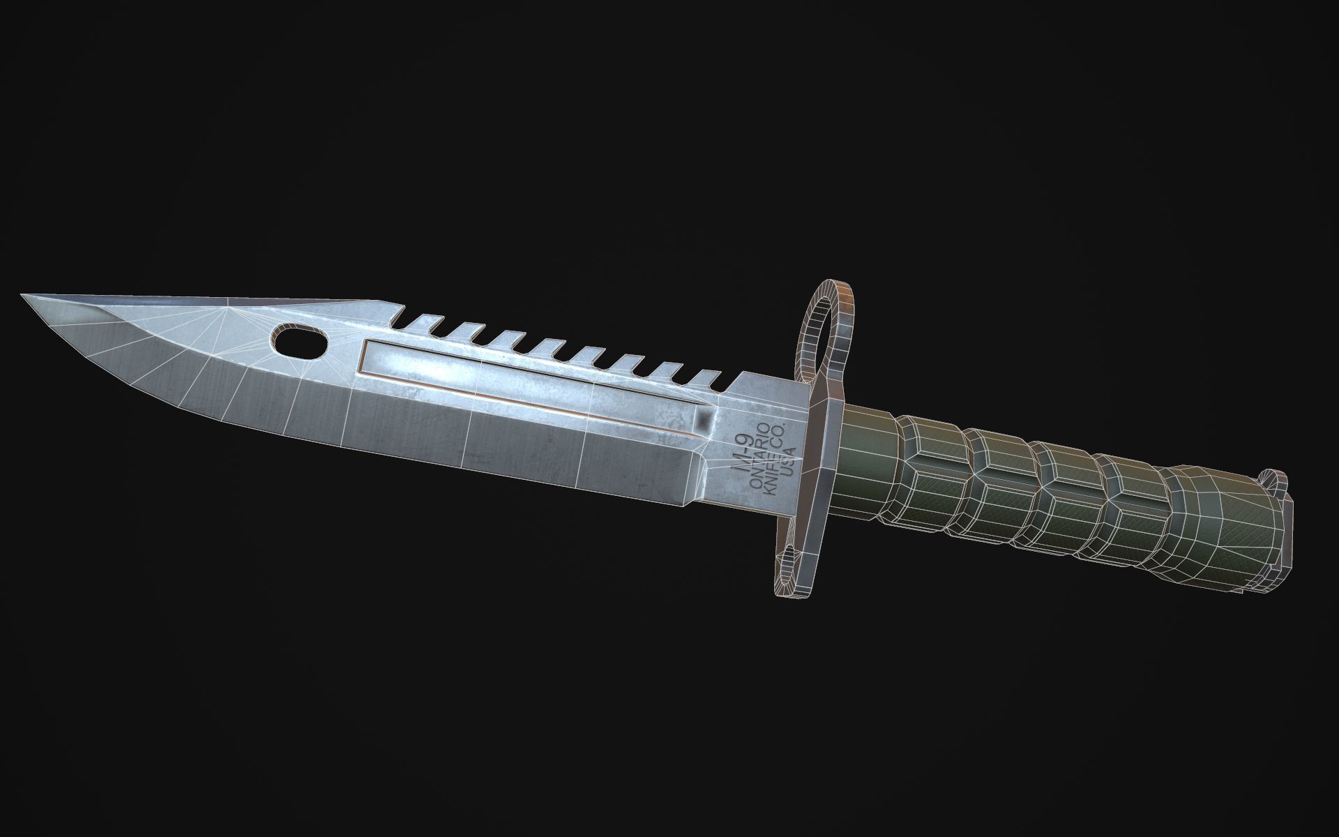 M9 Bayonet Low-poly 3D model_4
