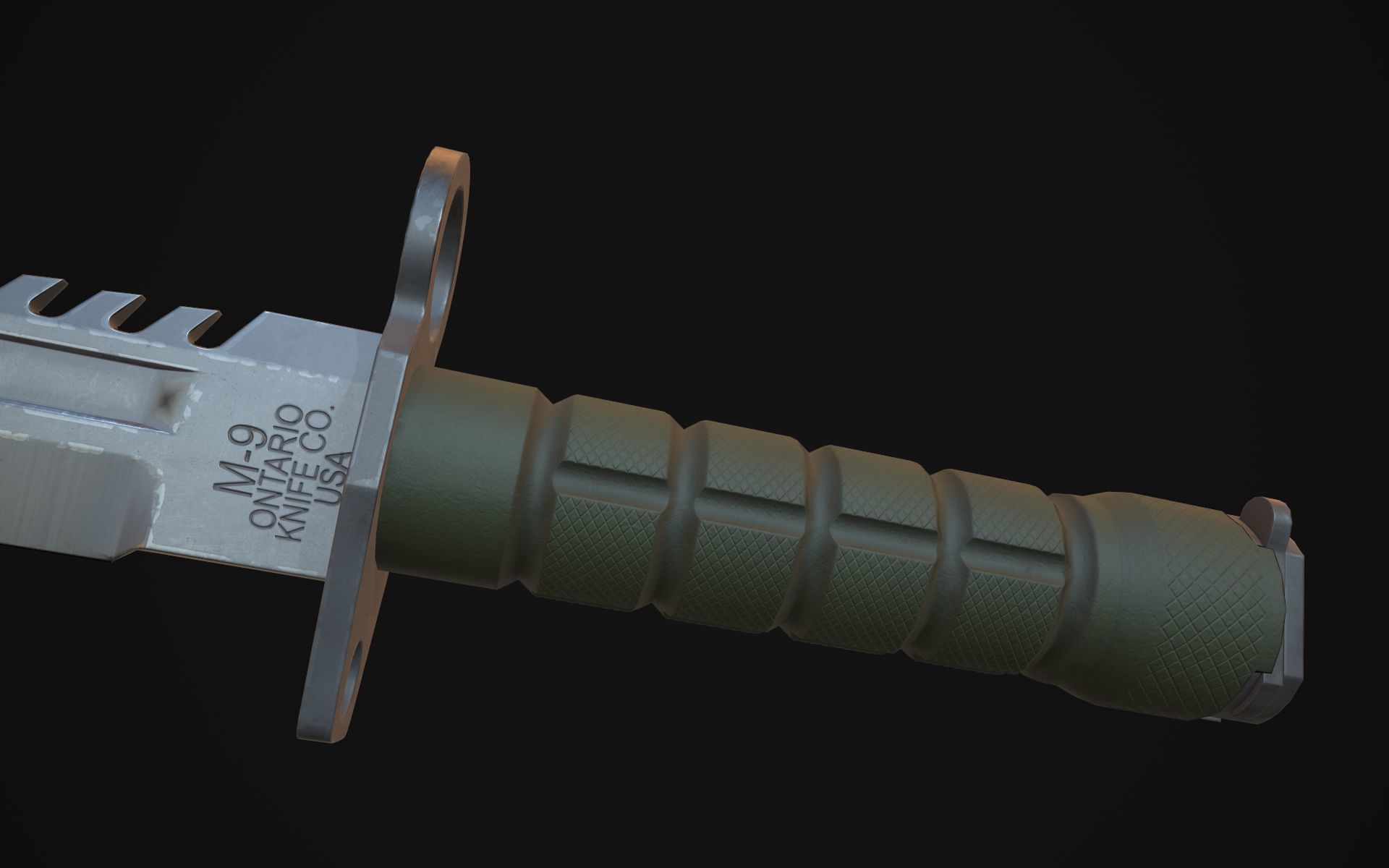 M9 Bayonet Low-poly 3D model_7