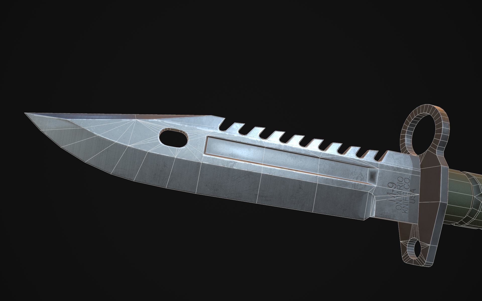 M9 Bayonet Low-poly 3D model_6