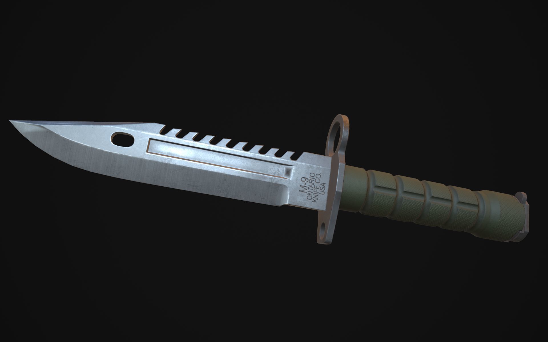 M9 Bayonet Low-poly 3D model_3