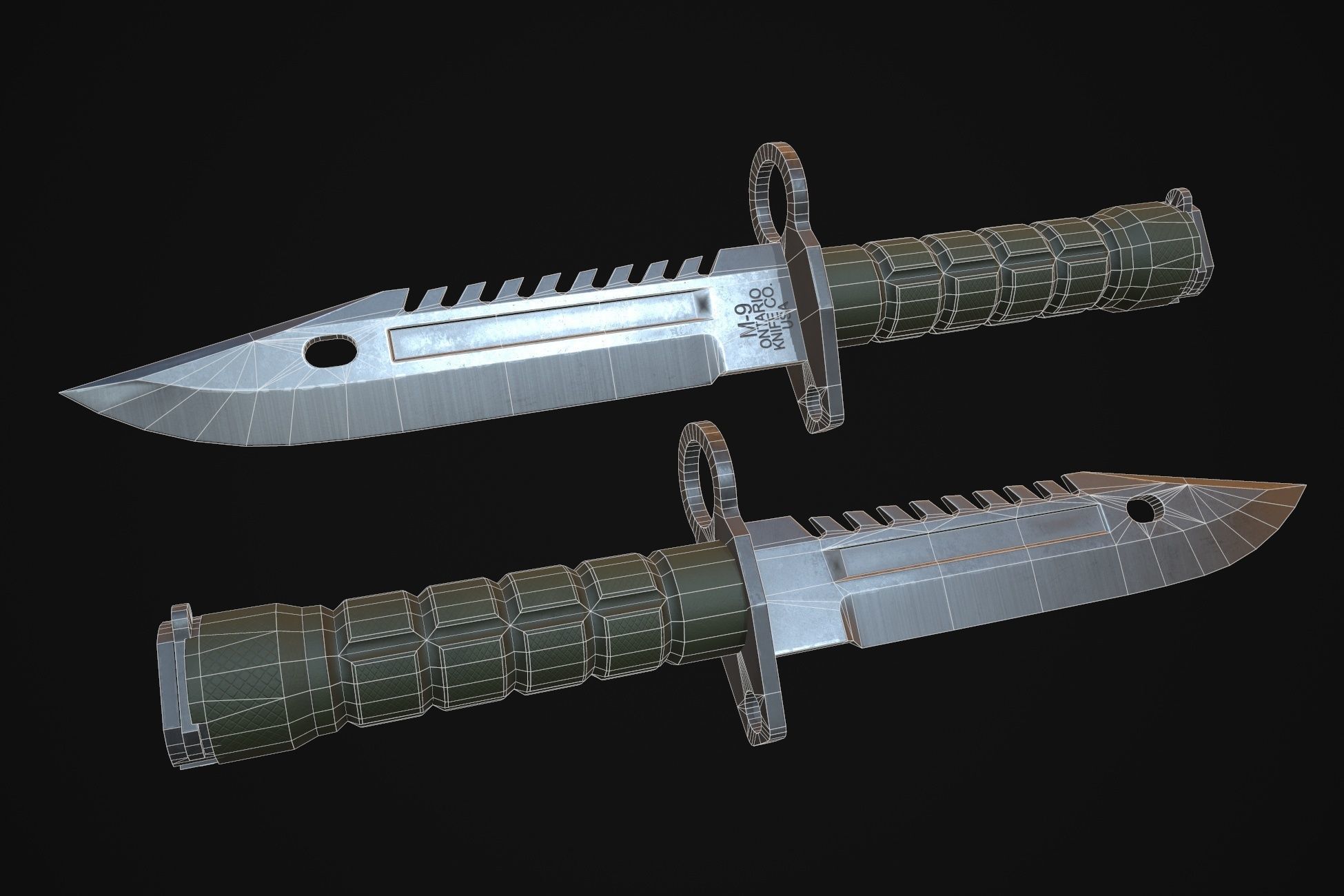 M9 Bayonet Low-poly 3D model_2