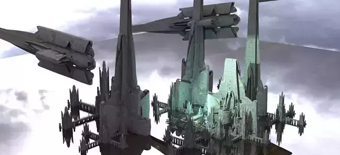 Sci Fi spaceport 1 Kitbash 3D model