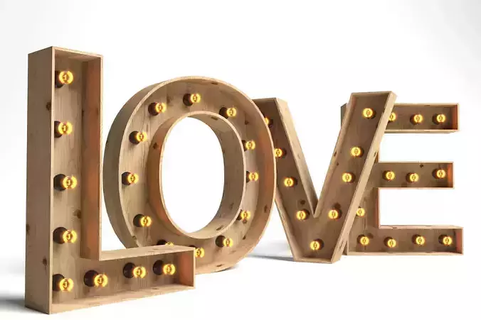  large decorative letters LOVE with bulbs  Wood letters