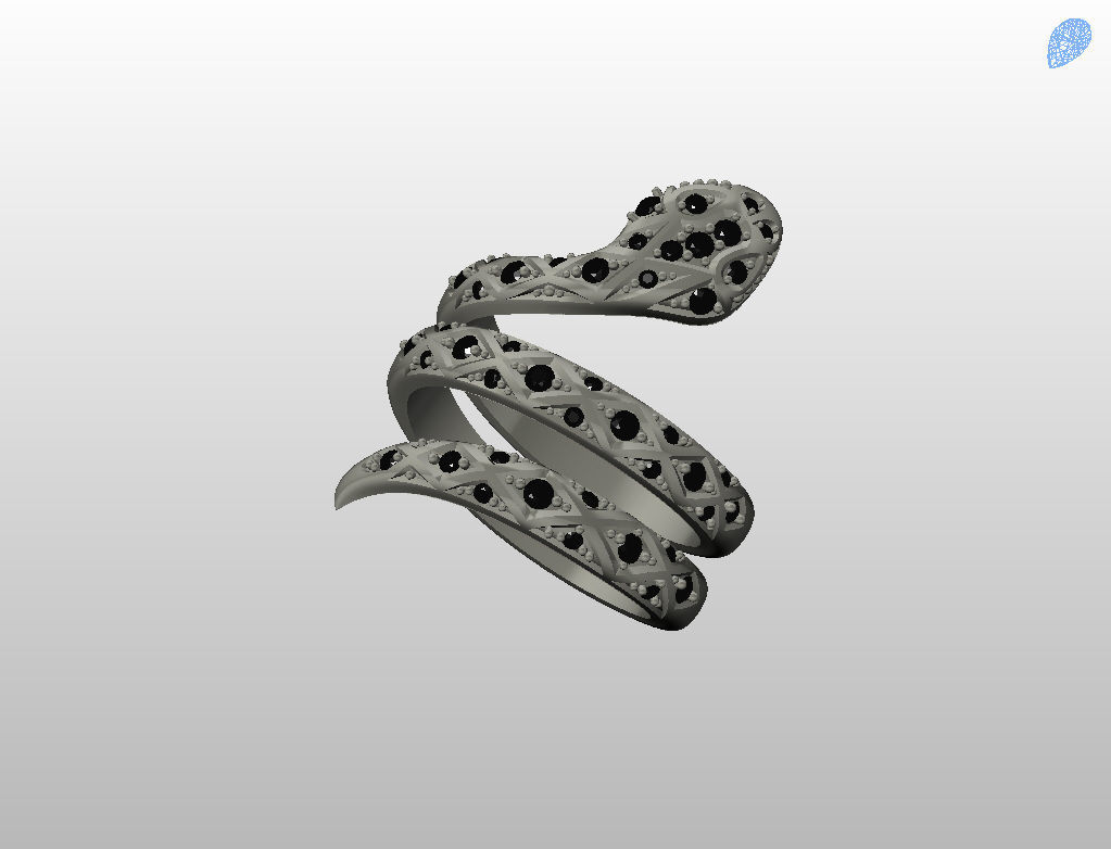 Snake ring 3D print model_43