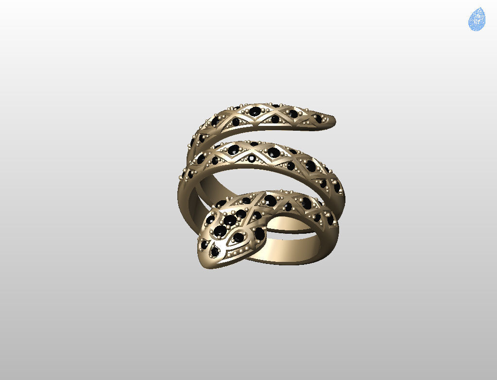 Snake ring 3D print model_18