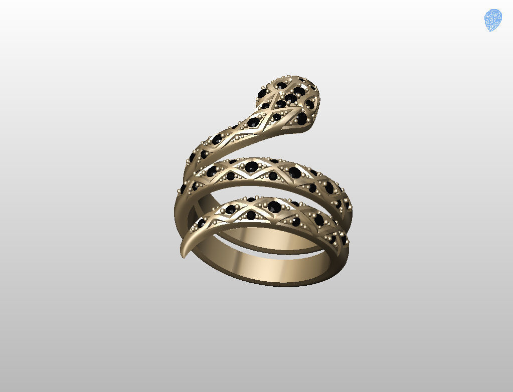 Snake ring 3D print model_38