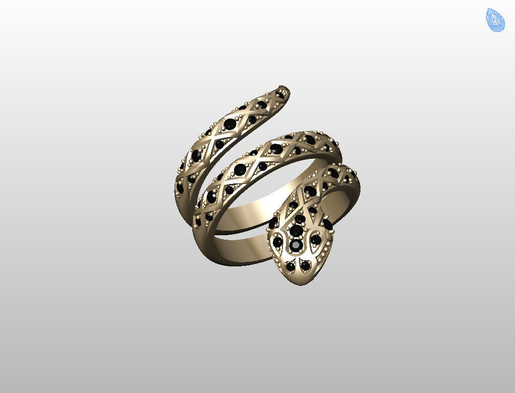 Snake ring 3D print model_8