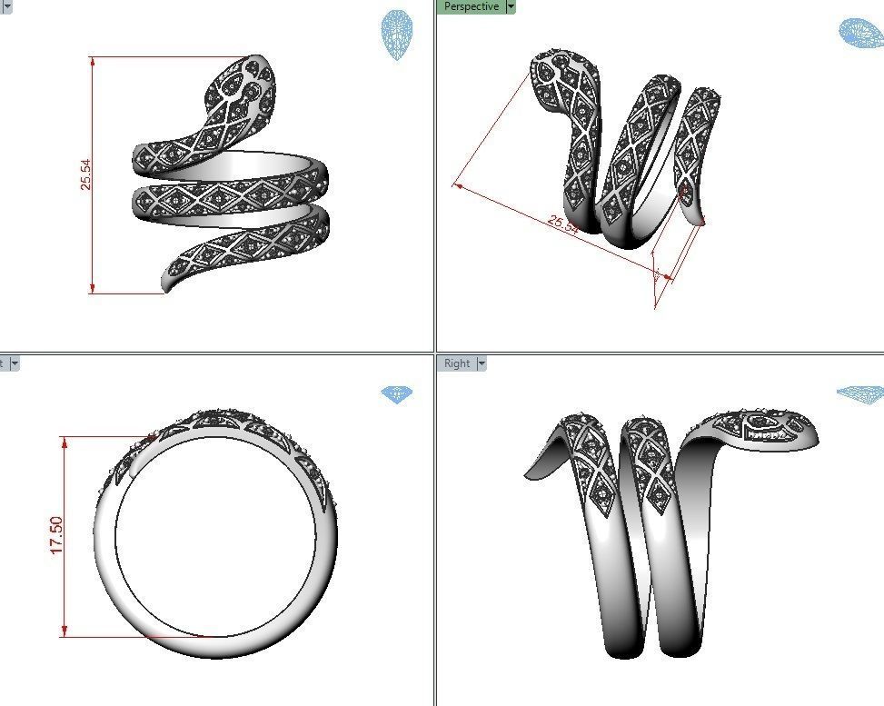 Snake ring 3D print model_2