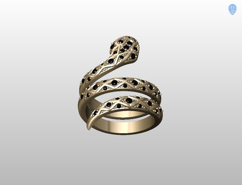 Snake ring 3D print model_23