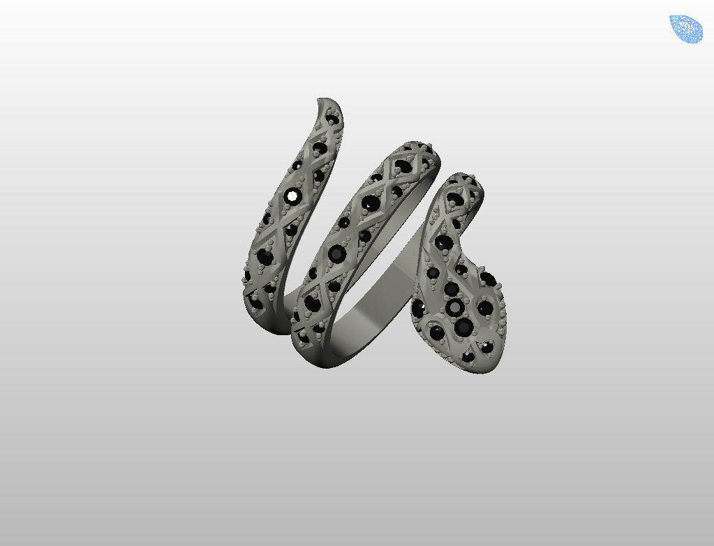 Snake ring 3D print model_37