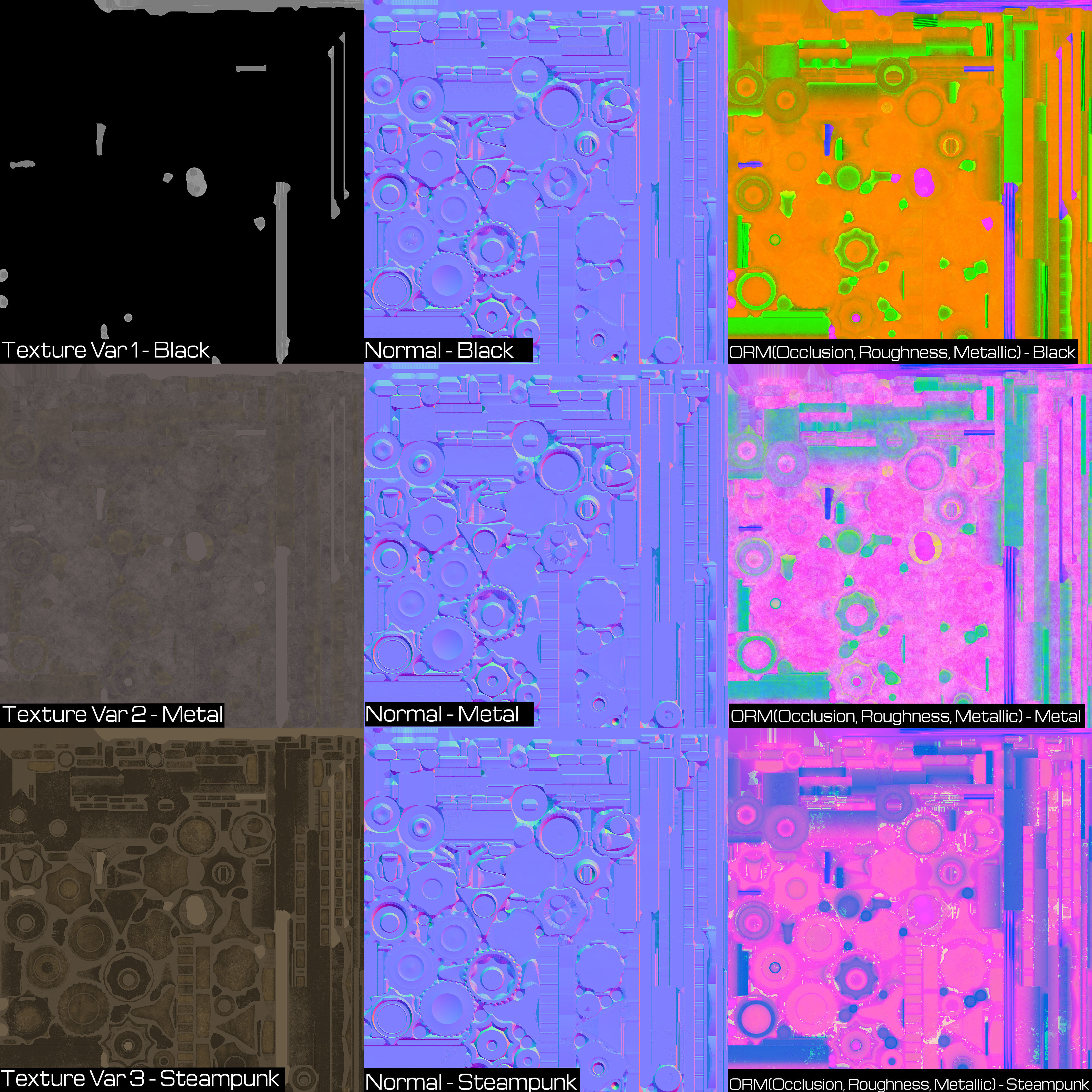 Star and knurled knobs KitBash in 3 Style Low-poly 3D model_7