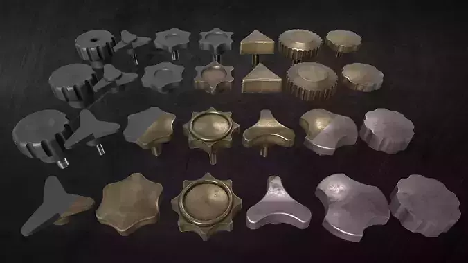 Star and knurled knobs KitBash in 3 Style