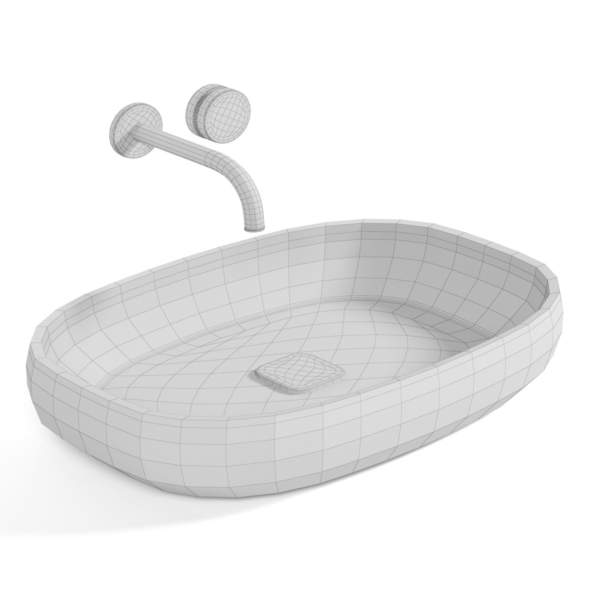 Metamorfosi Square countertop washbasin MET42040 3D model_2