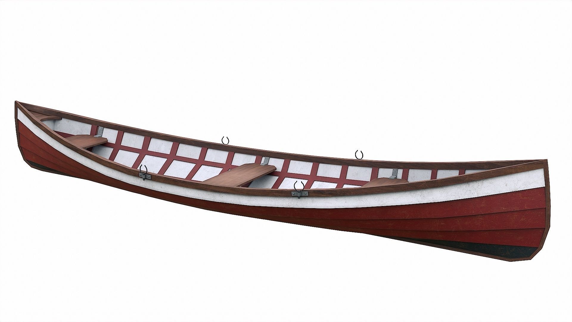 Painted Wooden Boat v1 Low-poly 3D model_5