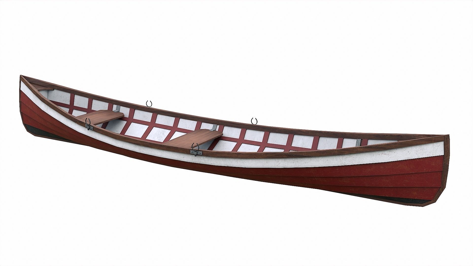 Painted Wooden Boat v1 Low-poly 3D model_3