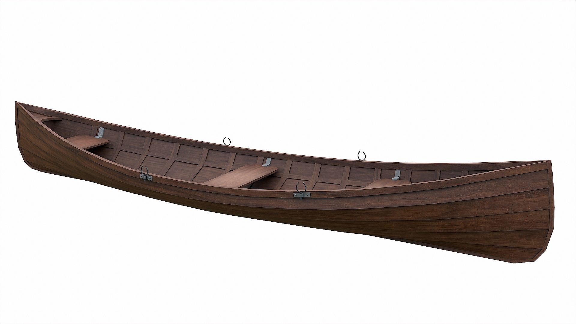 Painted Wooden Boat v1 Low-poly 3D model_9