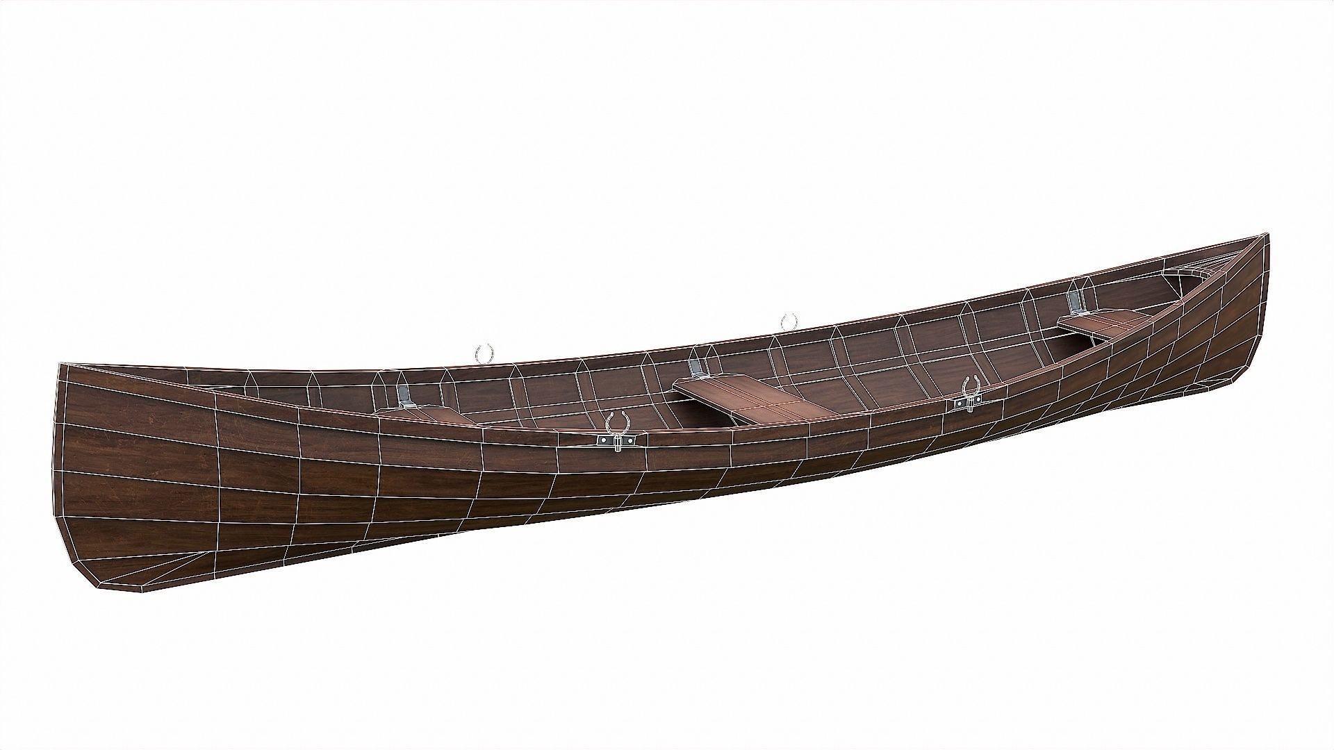 Painted Wooden Boat v1 Low-poly 3D model_12
