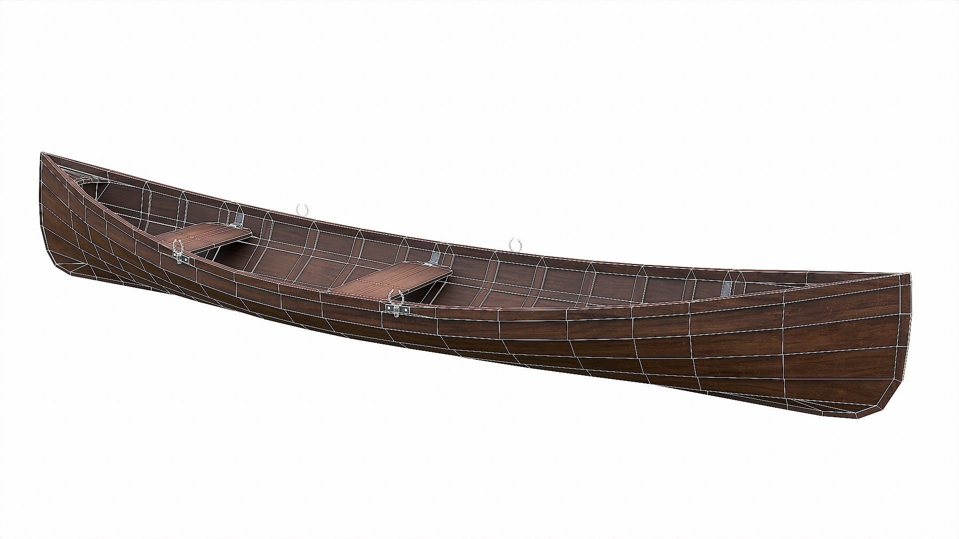Painted Wooden Boat v1 Low-poly 3D model_11