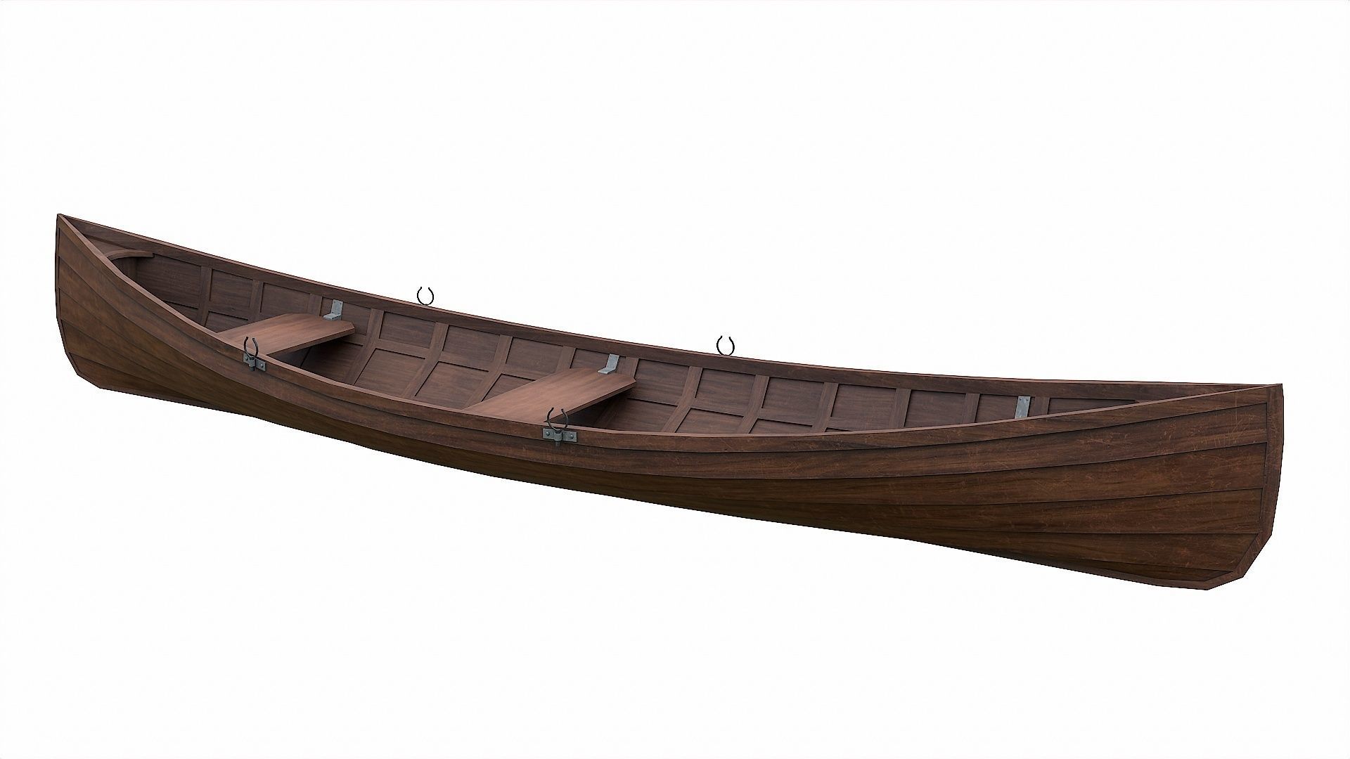 Painted Wooden Boat v1 Low-poly 3D model_7