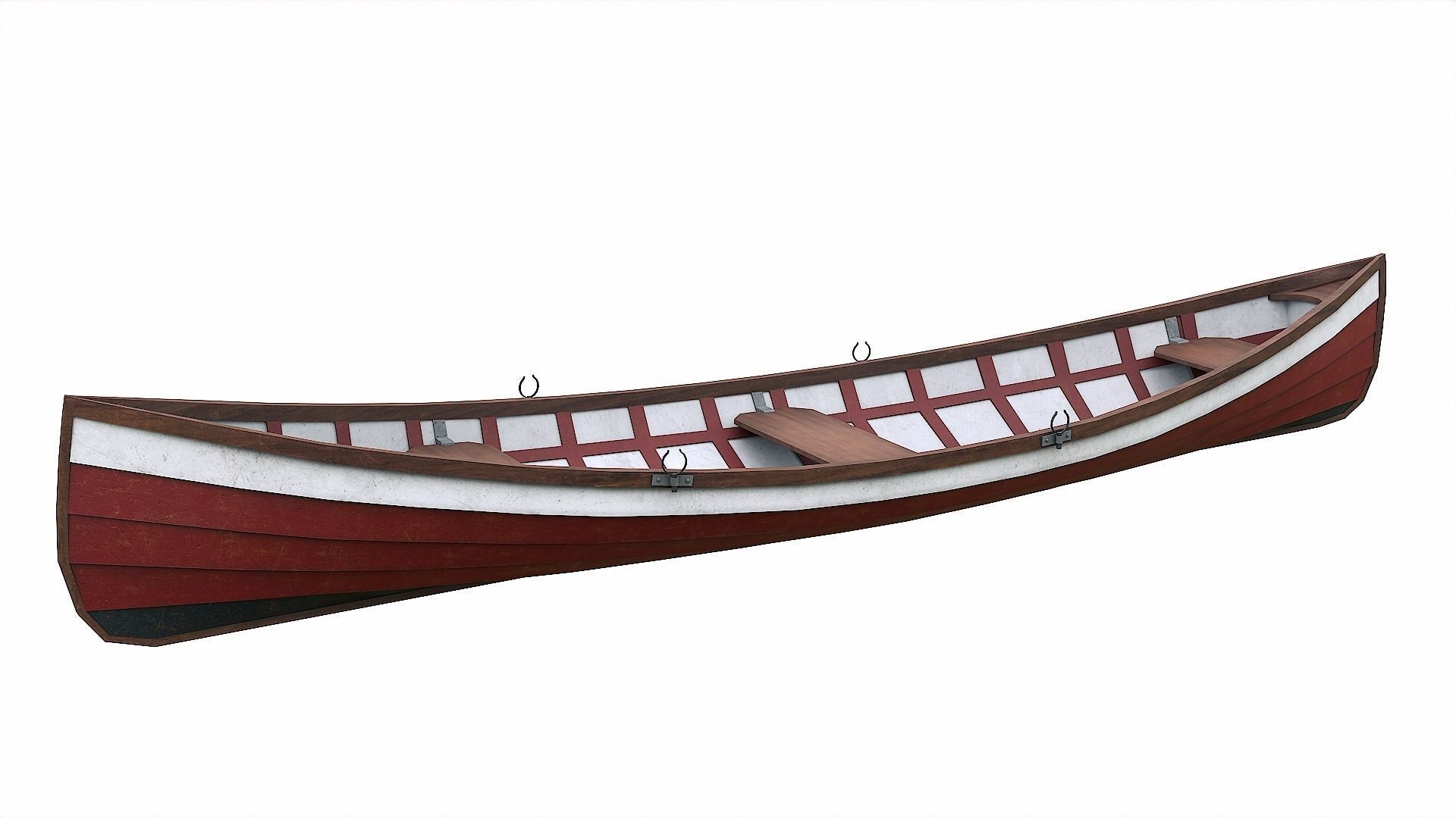 Painted Wooden Boat v1 Low-poly 3D model_4