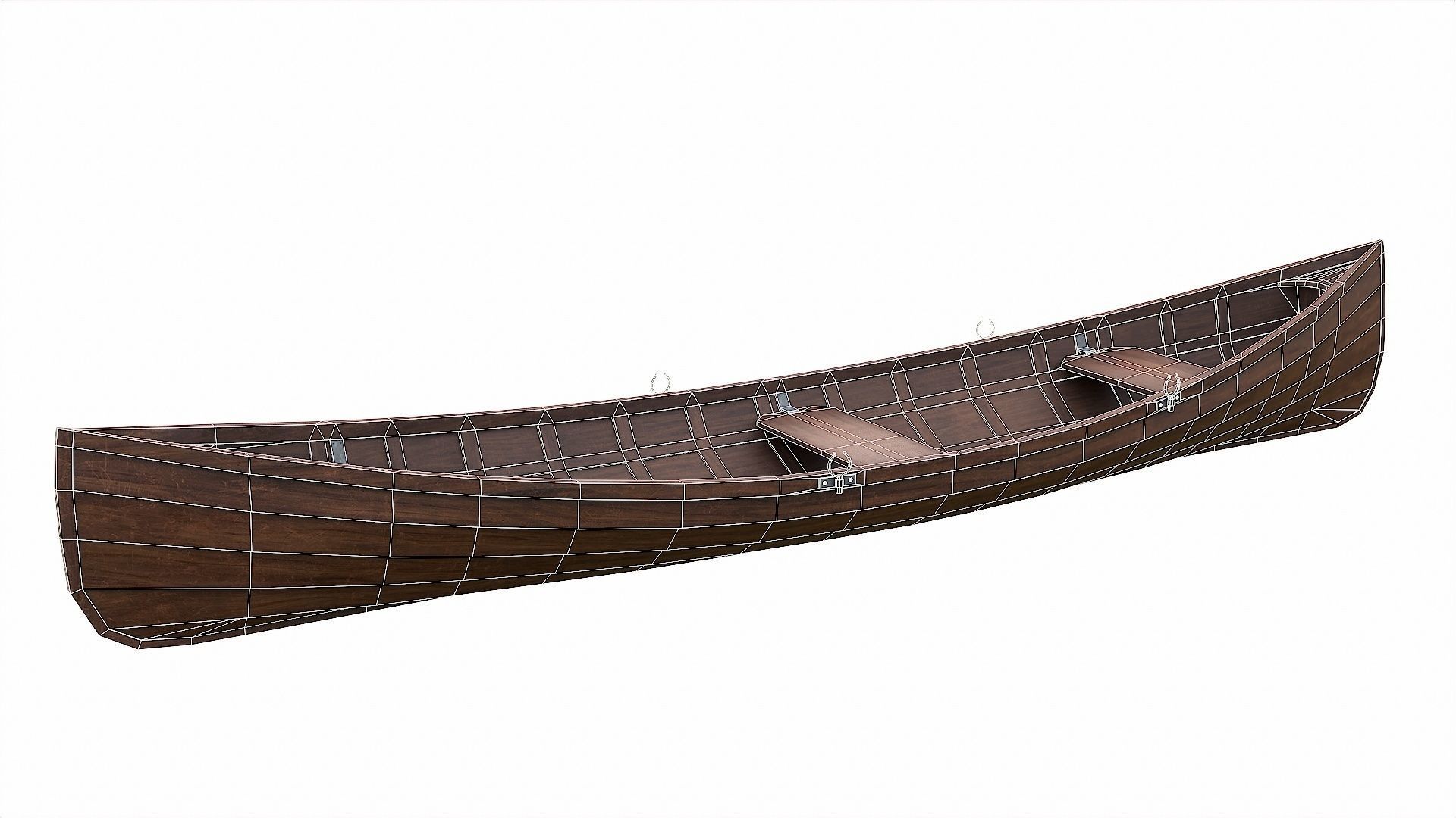 Painted Wooden Boat v1 Low-poly 3D model_10