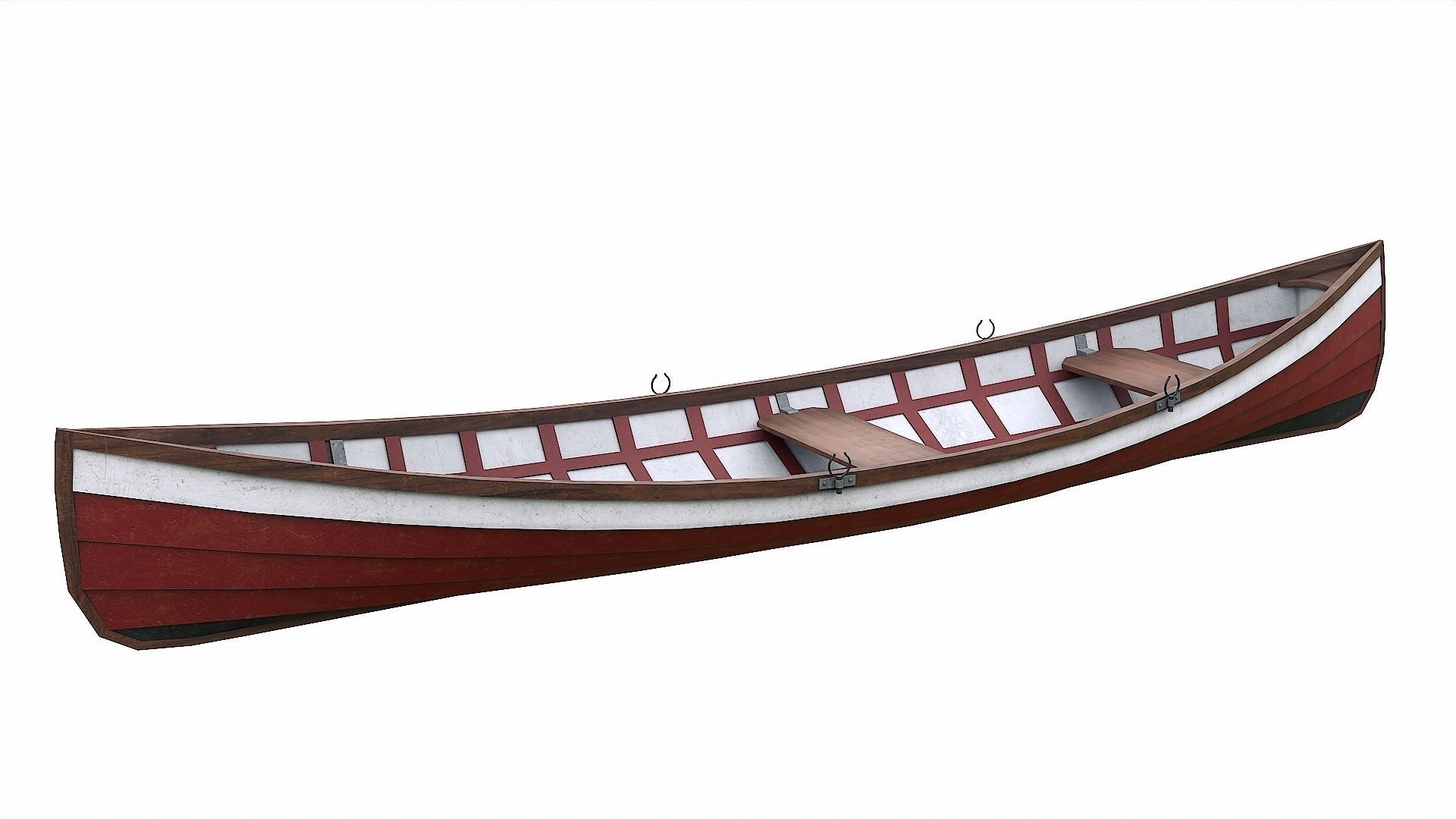Painted Wooden Boat v1 Low-poly 3D model_2