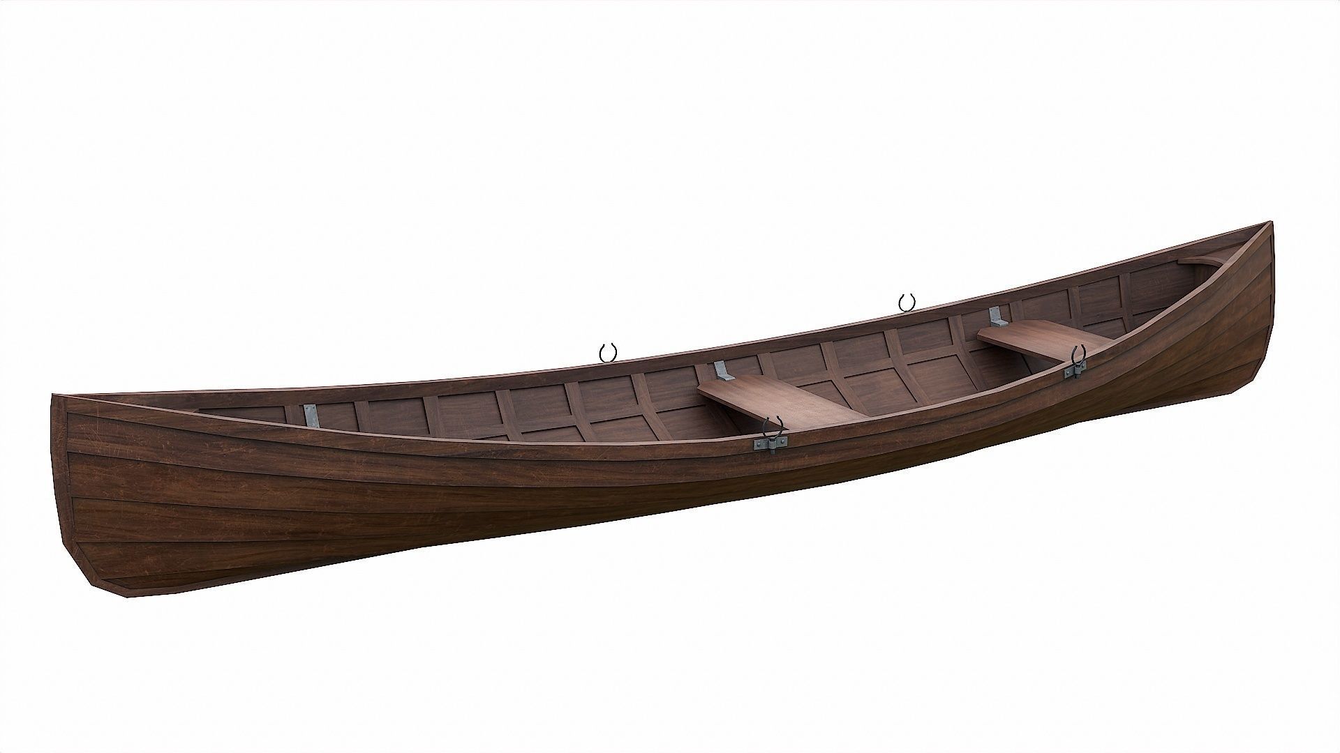 Painted Wooden Boat v1 Low-poly 3D model_6