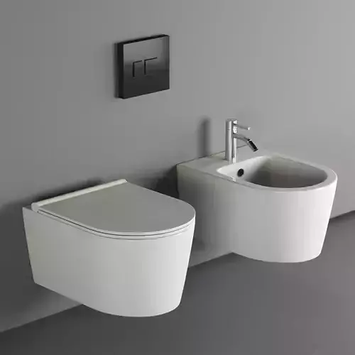 Salenzi Wandcloset Civita  Keramiek Rimless Mat Grijs 3D model