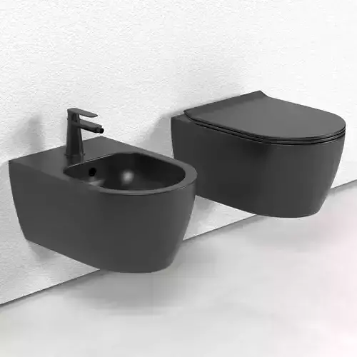 Spulrandloses Wand WC mit Soft Close Deckel abnehmbar  3D model