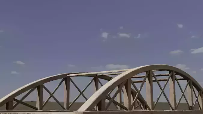 Wooden bridge Low-poly 3D model