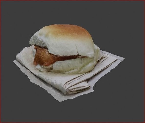 Indian Snack Vadapav 3D Scanned Model 4 LODs Low-poly 3D model